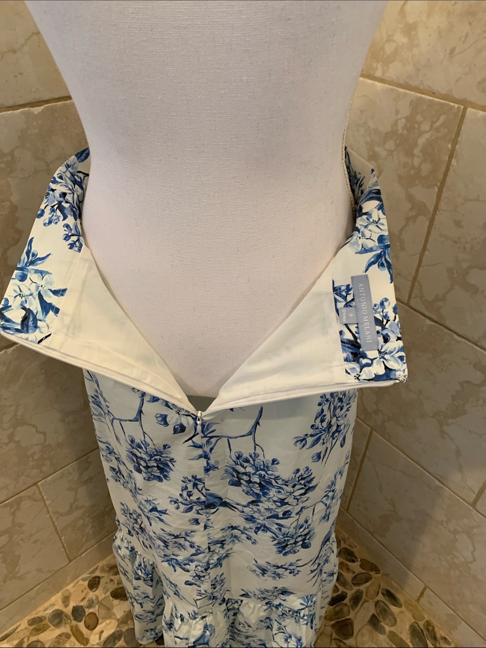 Antonio Melani x Born on Fifth White & Blue Hannah Floral Poplin Maxi Skirt - Picture 5 of 8